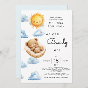 Bear Sunshine Baby Boy Shower Invitation