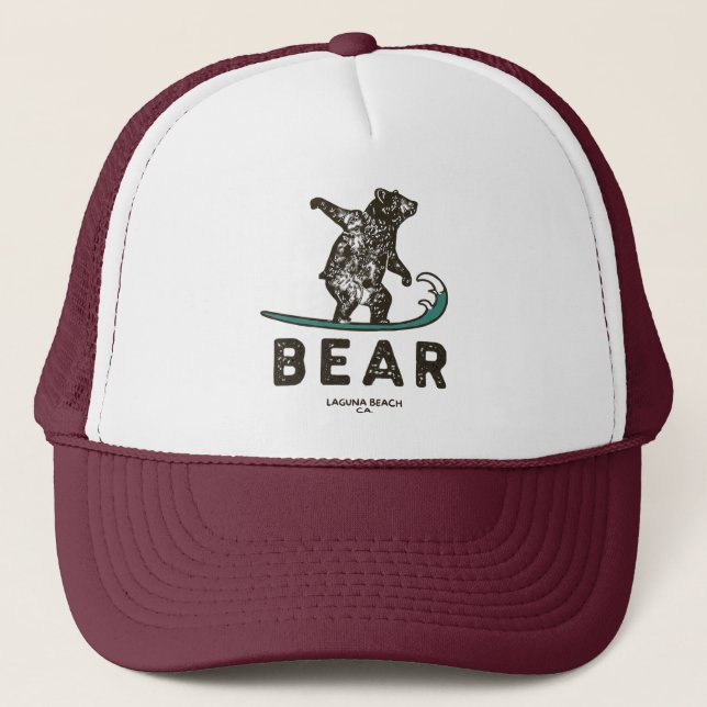 Bear Surfing Laguna Beach, California  Trucker Hat (Front)