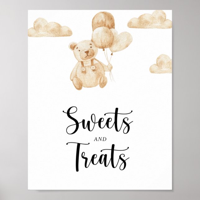 Bear sweets and treats baby shower poster (Front)