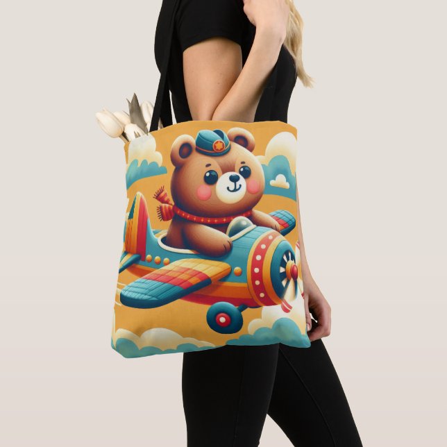 Bear Takes Flight Tote Bag (Close Up)