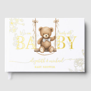 Bear Teddy Bearly Wait Gold Glitter Guest Book