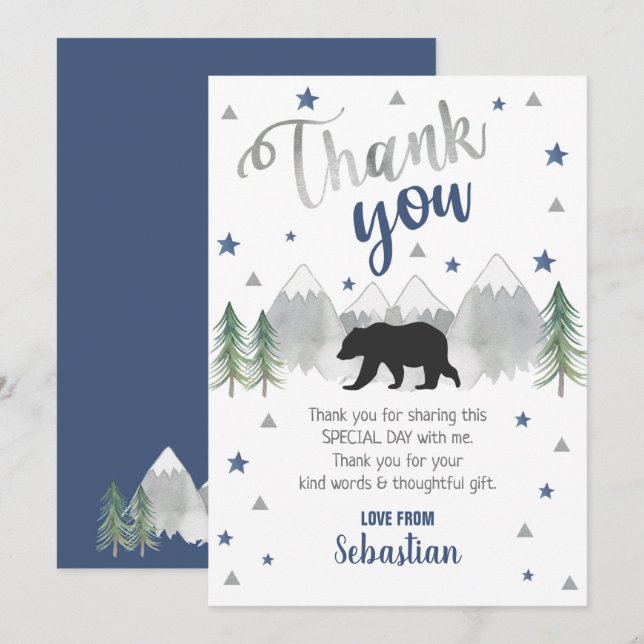 Bear Thank you Card Adventure Thank you Card (Front/Back)