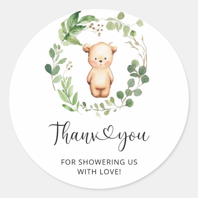 Bear thank you classic round sticker (Front)