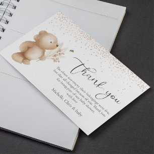 Bear & The Bee Baby Shower Thank You Card