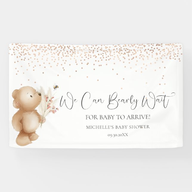 Bear & The Bee | We Can Bearly Wait! Baby Shower Banner (Horizontal)