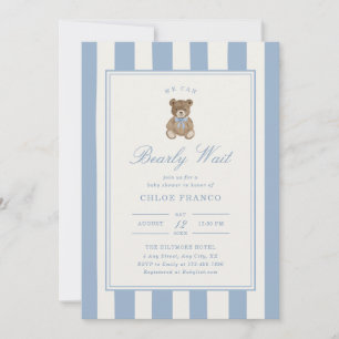 Bear Theme Baby Shower Invitation Bearly Wait