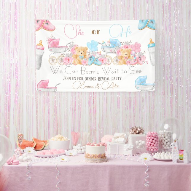 Bear Theme Gender Reveal Party Welcome Banner (Party)