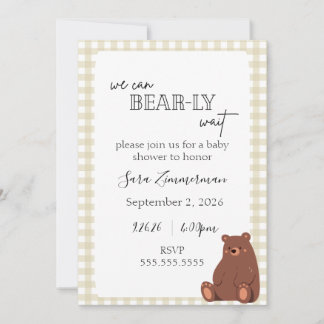 Bear Themed Neutral Baby Shower Invitation