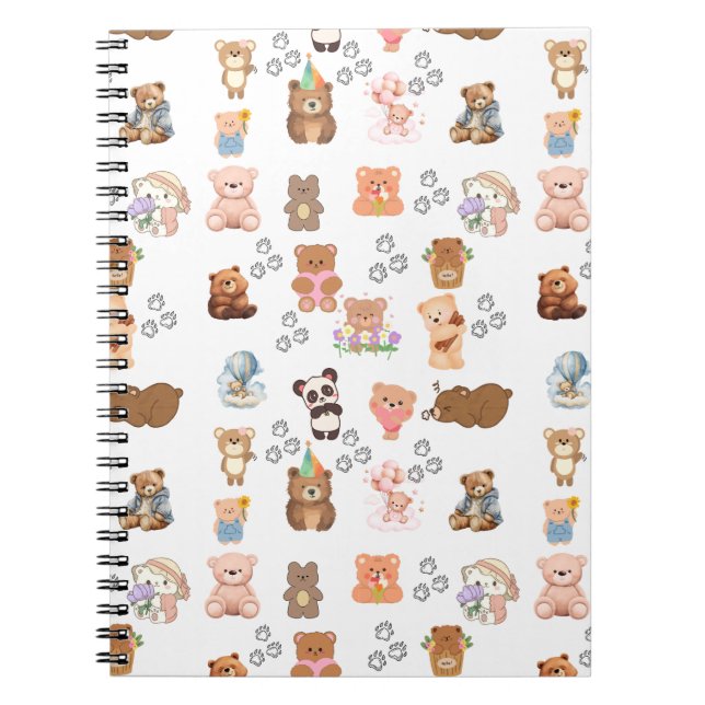 Bear-Themed Seamless Design Photo Notebook  (Front)