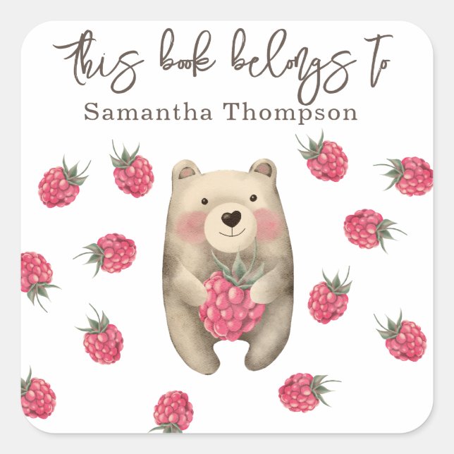 Bear - this book belongs to square sticker (Front)
