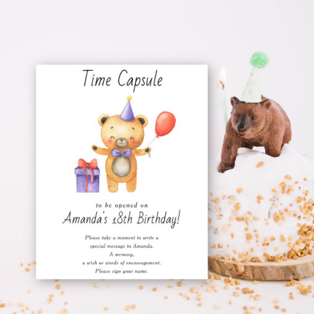 Bear Time Capsule 1st birthday gender neutral Poster (Creator Uploaded)