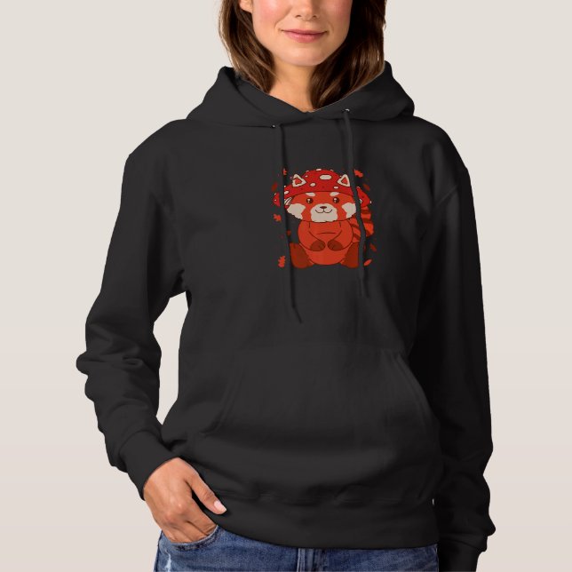 Bear Toadstool Hat Autumn Cat Bear Red Panda   Hoodie (Front)