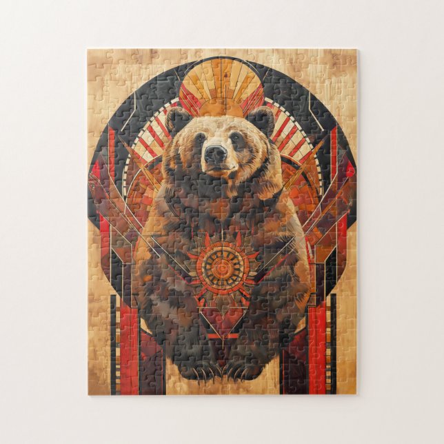 Bear Totem – Strength in Deco Style Jigsaw Puzzle (Vertical)