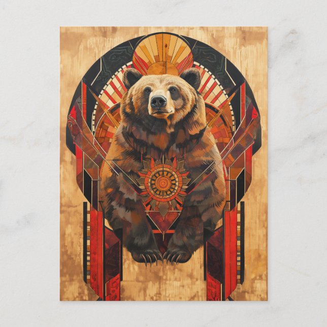 Bear Totem – Strength in Deco Style Postcard (Front)