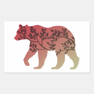 Bear Tree Rectangular Sticker