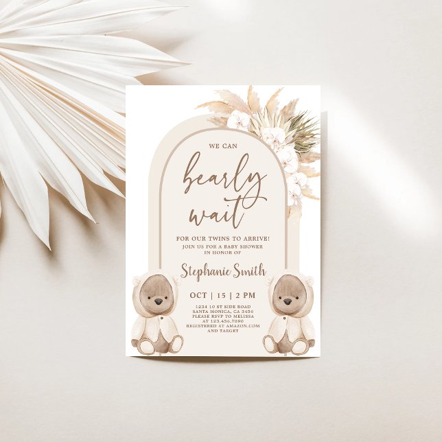 Bear Twins Baby Shower Invitation (Creator Uploaded)