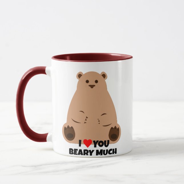 Bear Valentine Mug - I Love You Beary Much Gift (Left)