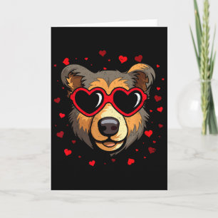 Bear Valentine Sungles Heart Cute Lovers Card