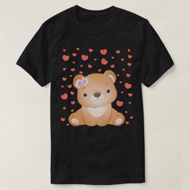 Bear Valentine's Day Red Heart's  For Bear Lover  T-Shirt (Design Front)