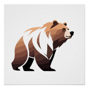 Bear Vector Art Animal Modern Urban City Graphic Poster