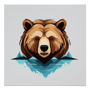 Bear Vector Art Animal Modern Urban City Graphic Poster