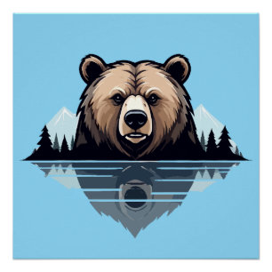 Bear Vector Art Animal Modern Urban City Graphic Poster