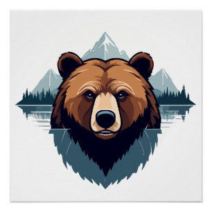 Bear Vector Art Animal Modern Urban City Graphic Poster