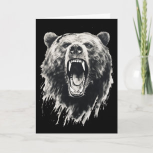 Bear Vintage Angry Grizzly Bear Hiking Camping Cam Card