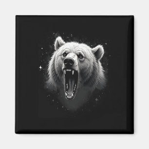 Bear Vintage Angry Grizzly Bear Hiking Camping Roa Magnet