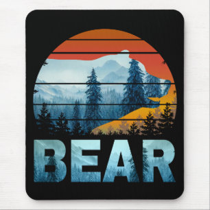 BEAR VINTAGE NATURE WILD FOREST SUNSET MOUSE PAD