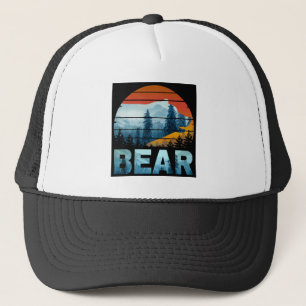 BEAR VINTAGE NATURE WILD FOREST SUNSET TRUCKER HAT