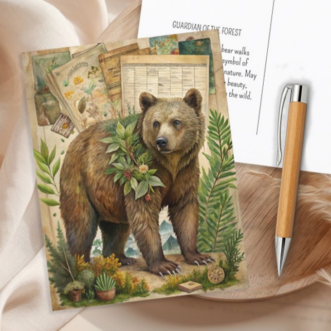 Bear Vintage Rustic Woodland Nature Wildlife  Postcard (Bear postcard)