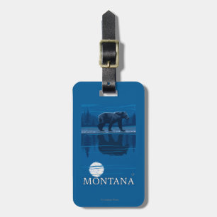Bear Walking in Moonlight Vintage Travel Luggage Tag