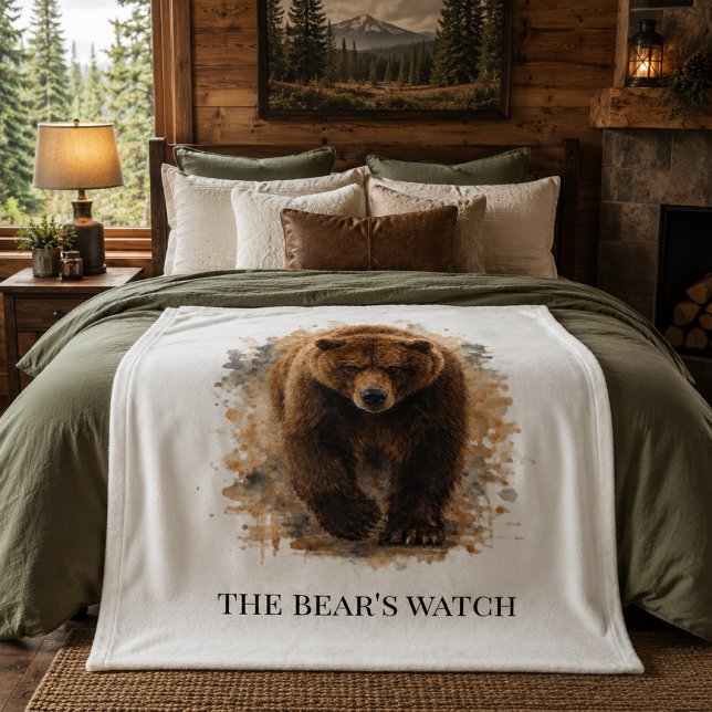 Bear Watch Fireside Cabin Comfort Fleece Blanket (Creator Uploaded)