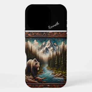 Bear Watching Salmon in Mountain Stream iPhone 16 Pro Max Case