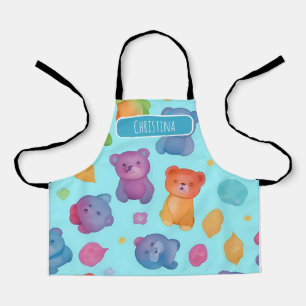 Bear Watercolor Colourful Personalised Pattern Apron