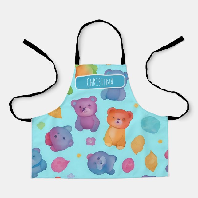 Bear Watercolor Colourful Personalised Pattern Apron (Front)