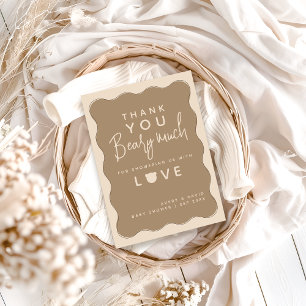 Bear Wavy Frame Hand Drawn Simple Baby Shower  Thank You Card