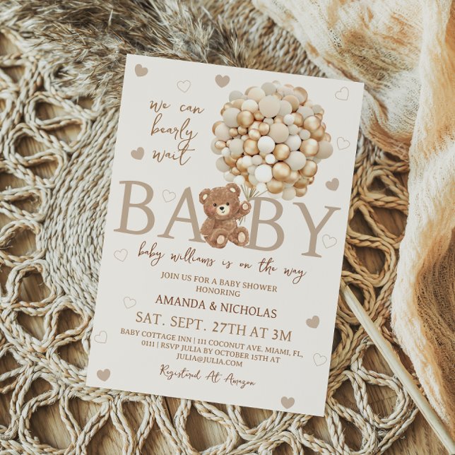 Bear We Can Bearly Wait Baby Shower Invitation (Creator Uploaded)
