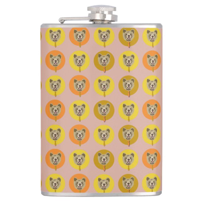 bear wear tie pattern hip flask (Front)