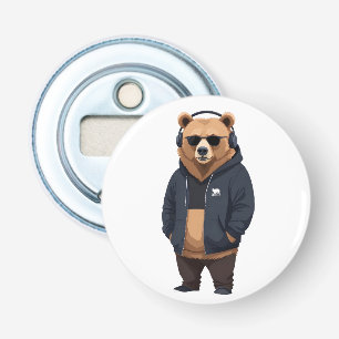 Bear Wearing Hoodie Funny Cool Animal Character  Bottle Opener