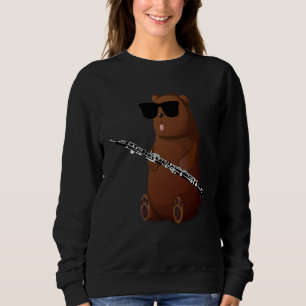 Bear Wearing Sunglasses Playing Oboe Sweatshirt