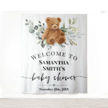 Bear Welcome Baby Shower Eucalyptus Greenery