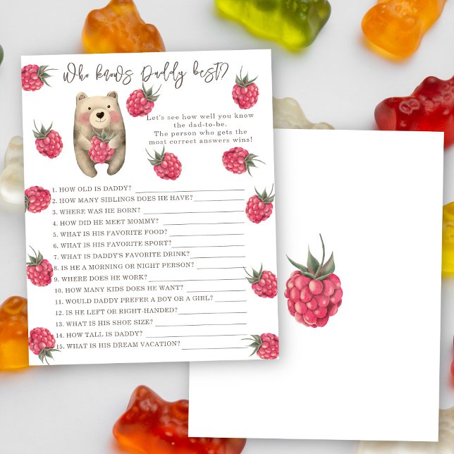 Bear -  Who knows daddy best game baby shower (Creator Uploaded)