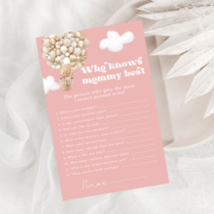 Bear Who Knows Mummy Best Girl Baby Shower Game