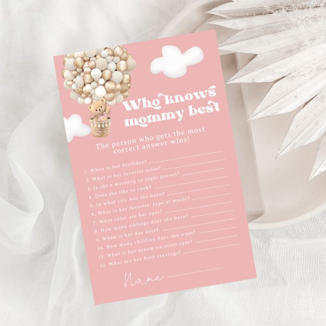 Bear Who Knows Mummy Best Girl Baby Shower Game (Creator Uploaded)