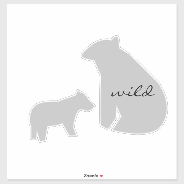 Bear Wild Any Colour Name Car Sticker (Sheet)
