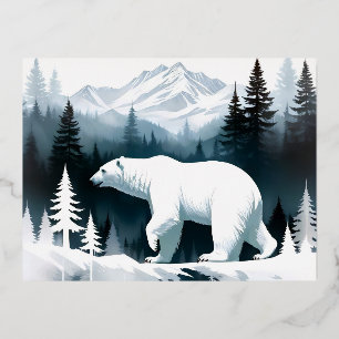 Bear Wildlife Animal Nature Environment Forest Art Foil Holiday Postcard