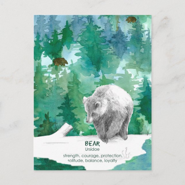 Bear Wildlife Forest Strength Encouragement Postcard (Front)