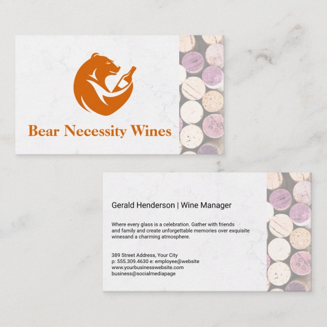 Bear Wine Bottle | Corks Business Card (Front/Back)